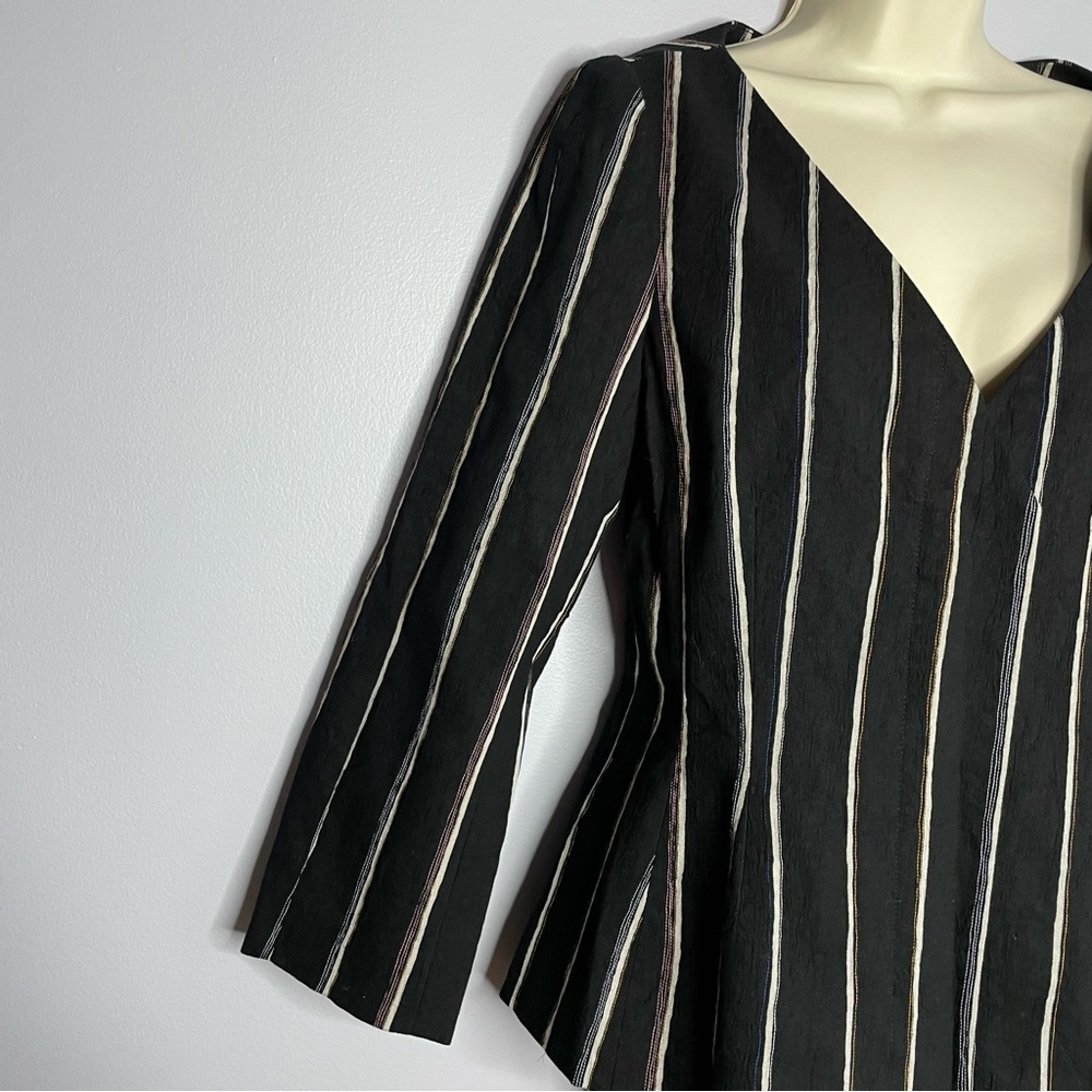 Protagonist  Black Striped V Neck Jacket - Picture 5 of 14